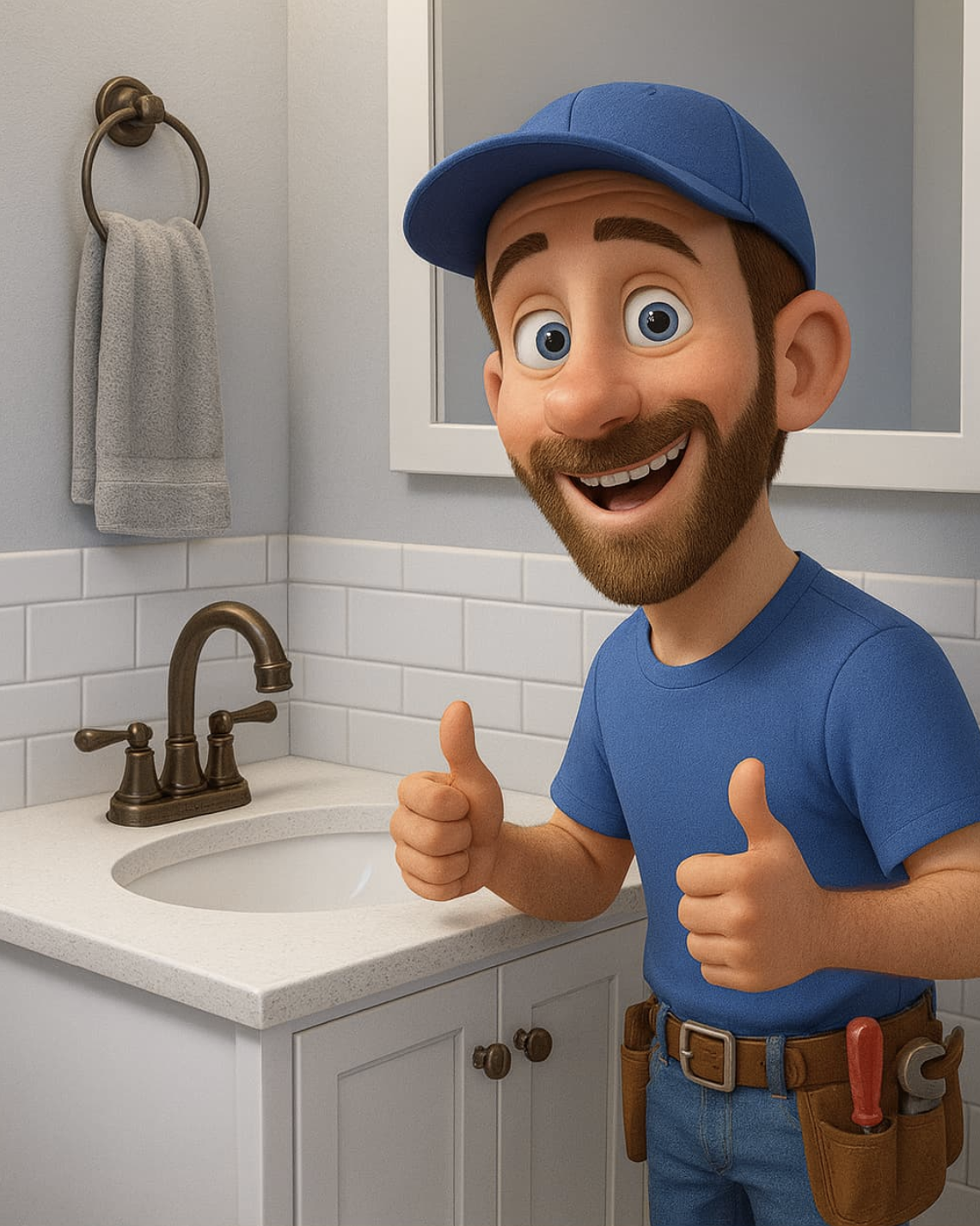 Newly installed bathroom fixtures