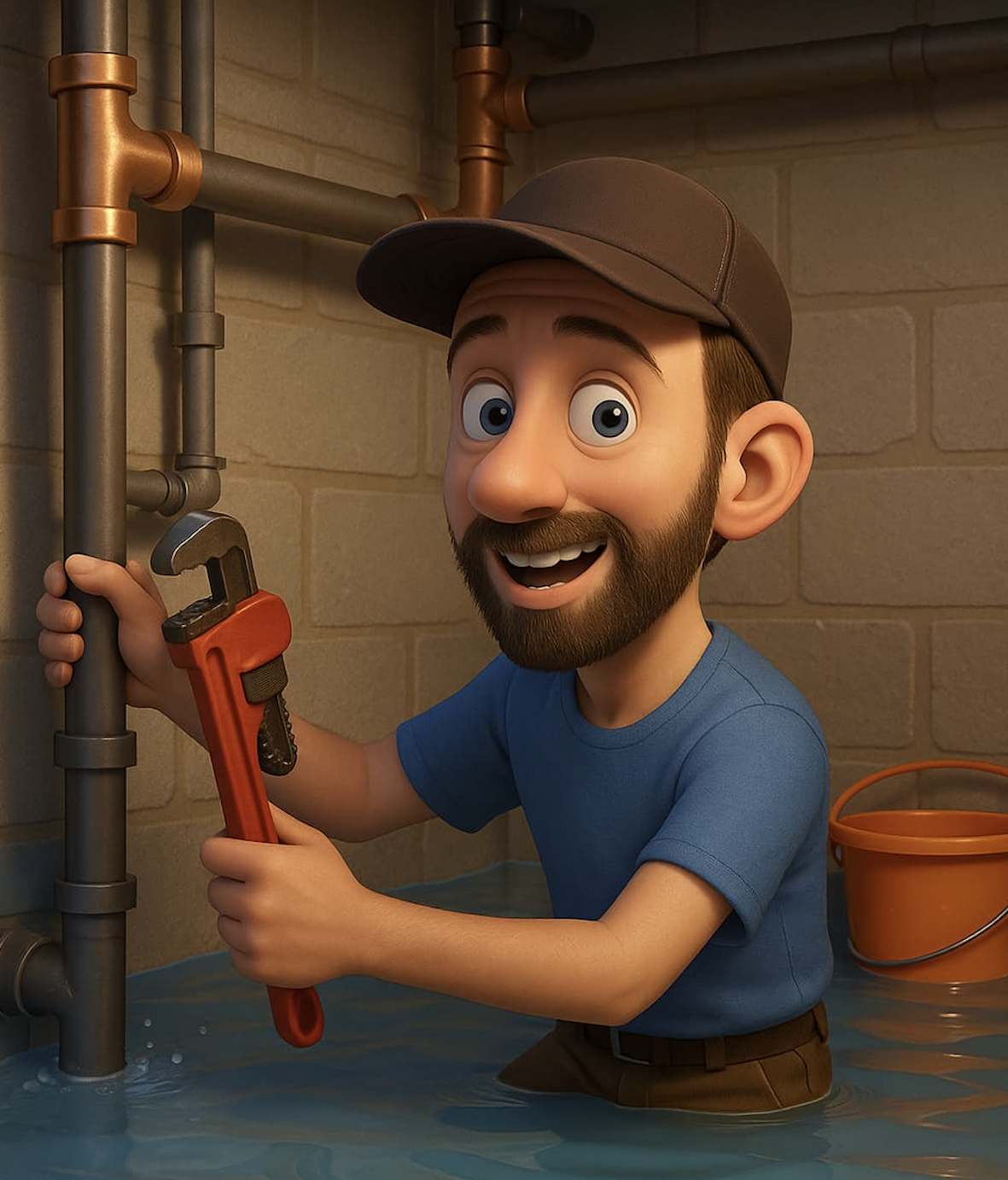 Re-piped basement plumbing